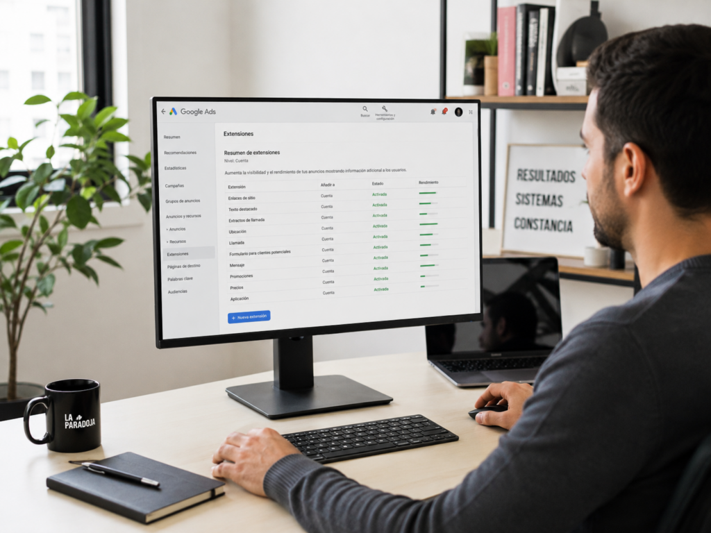 Extensiones de anuncios que conviene tener activas en una cuenta de Google Ads en 2026