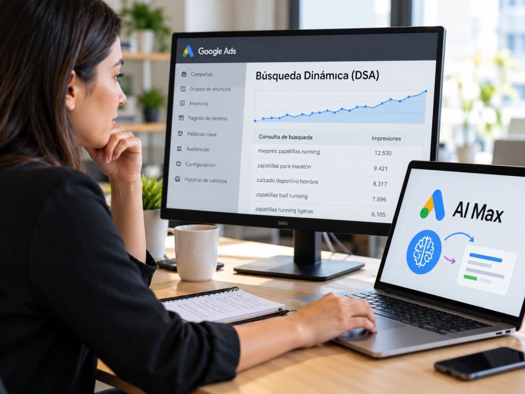 Búsqueda Dinámica (DSA) también migra a AI Max: qué cambia entre ahora y febrero de 2027