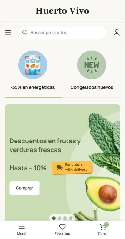 La tienda de alimentos vista en el celular