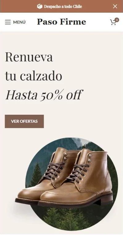 La tienda de calzado vista en el celular