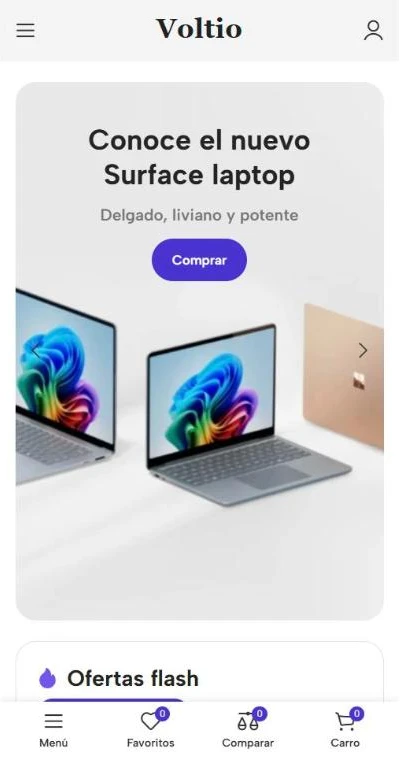 La tienda de electrónica vista en el celular