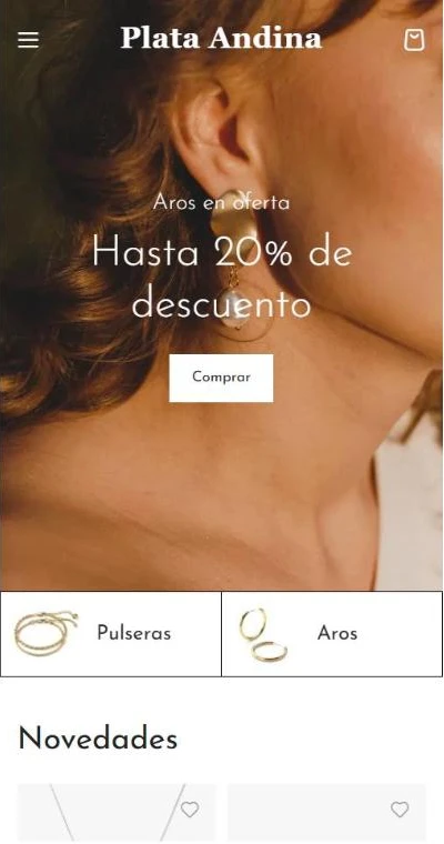 La joyería online vista en el celular