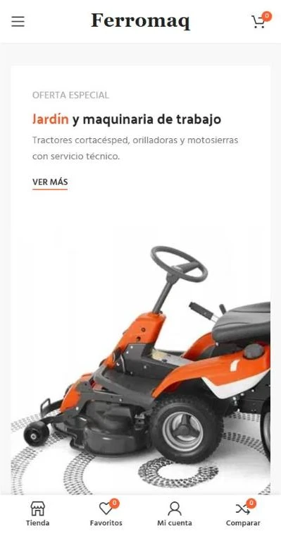La tienda de herramientas y maquinaria vista en el celular