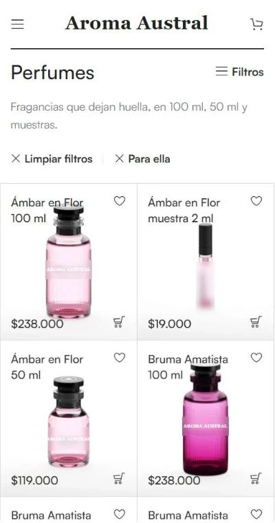 Catálogo de perfumes visto en el celular