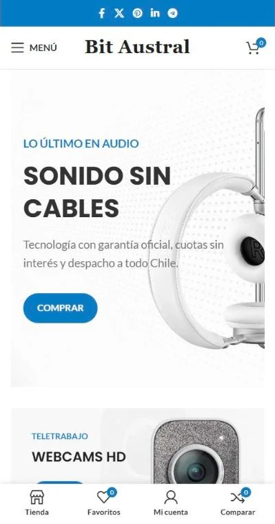 La tienda de tecnología vista en el celular